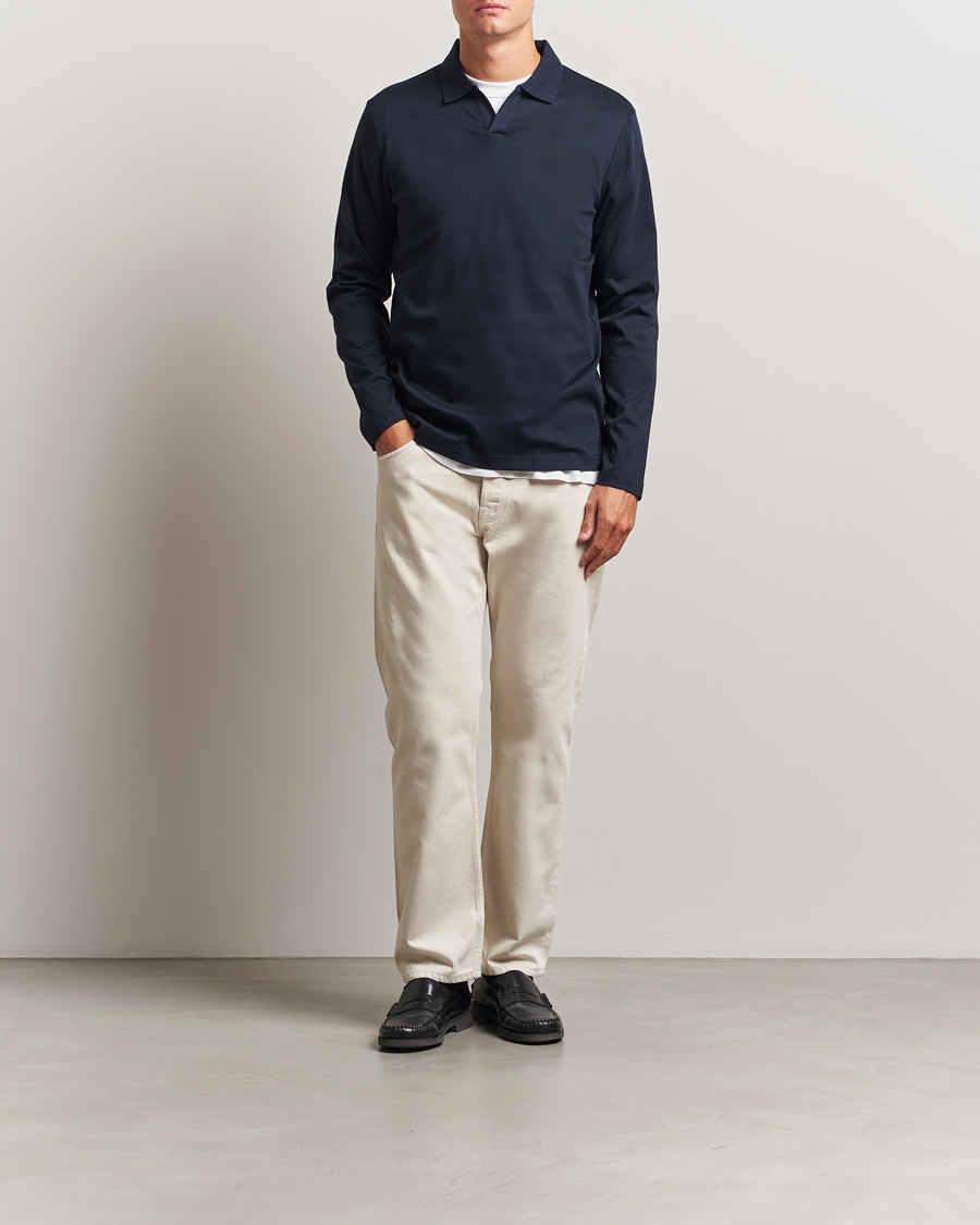 Men | Polo Shirts | NN07 | Paul Long Sleeve Polo Navy Blue