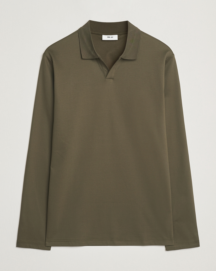 Men | Polo Shirts | NN07 | Paul Long Sleeve Polo Capers Green