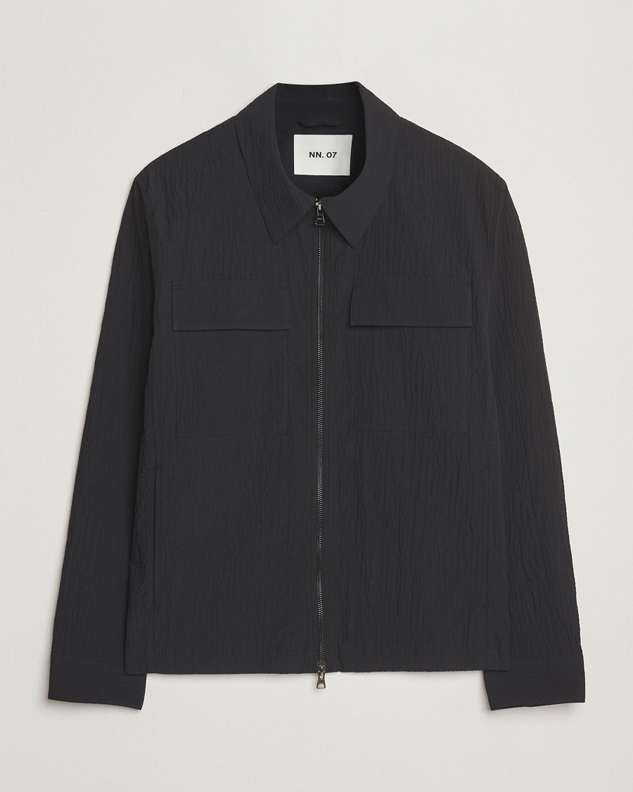 Men | Coats & Jackets | NN07 | Alban Seersucker Shirt Jacket Black