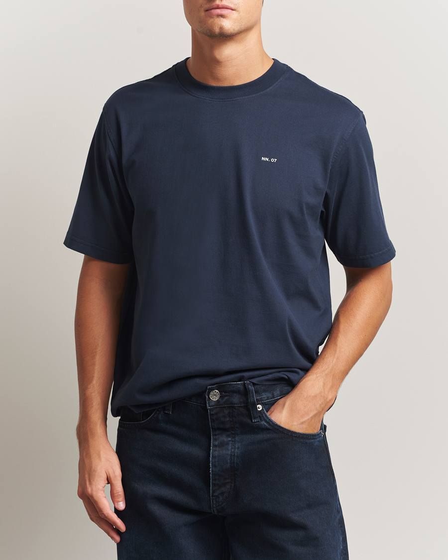 Men | T-Shirts | NN07 | Abel Logo Crew Neck T-Shirt Navy