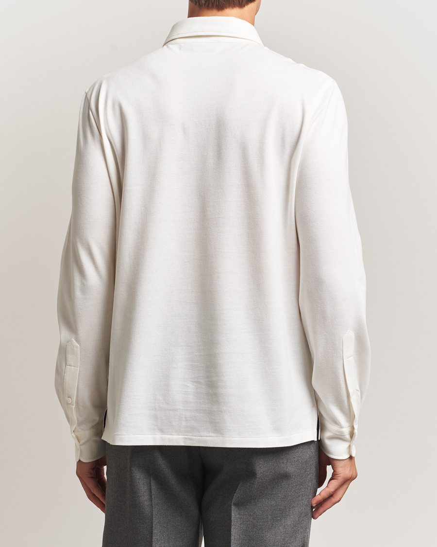 Men | Polo Shirts | Ralph Lauren Purple Label | Cotton/Cashmere Long Sleeve Polo Cream