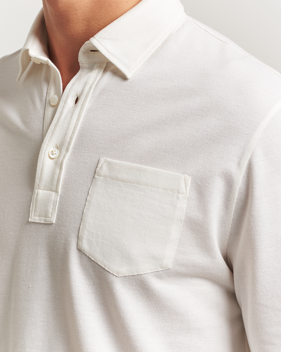 Men | Polo Shirts | Ralph Lauren Purple Label | Cotton/Cashmere Long Sleeve Polo Cream