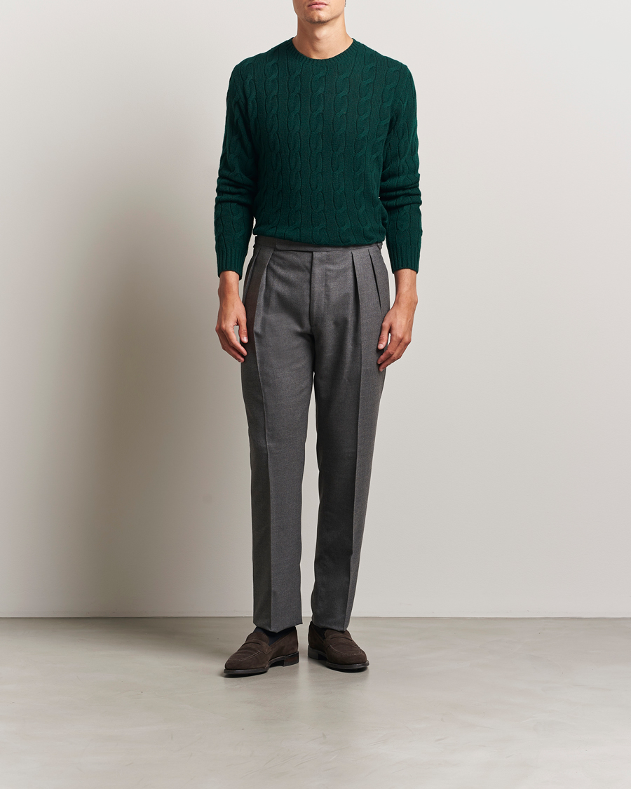Men | Sweaters & Knitwear | Ralph Lauren Purple Label | Cashmere Cable Sweater Moss Agate