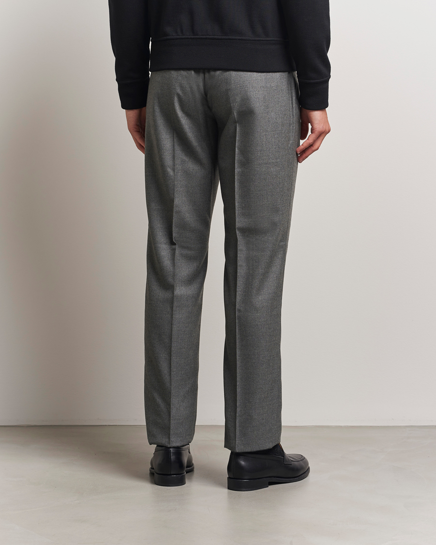 Men | Trousers | Ralph Lauren Purple Label | Worsted Flannel Trousers Light Grey