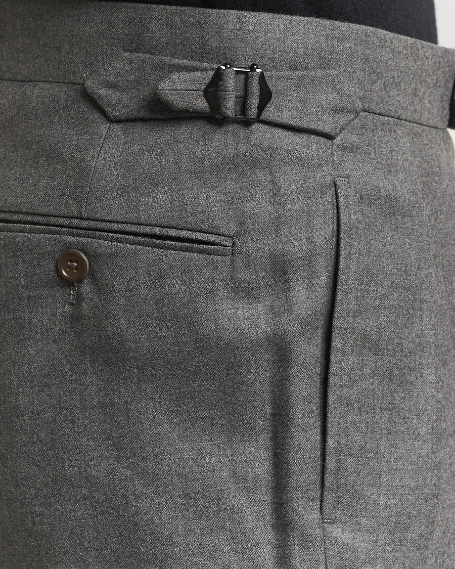 Men | Trousers | Ralph Lauren Purple Label | Worsted Flannel Trousers Light Grey