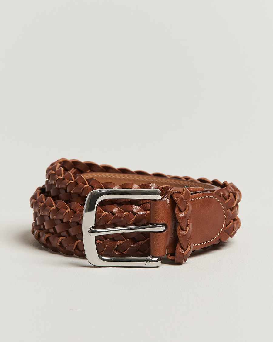 Men | Belts | Ralph Lauren Purple Label | Braided Belt Dark Brown