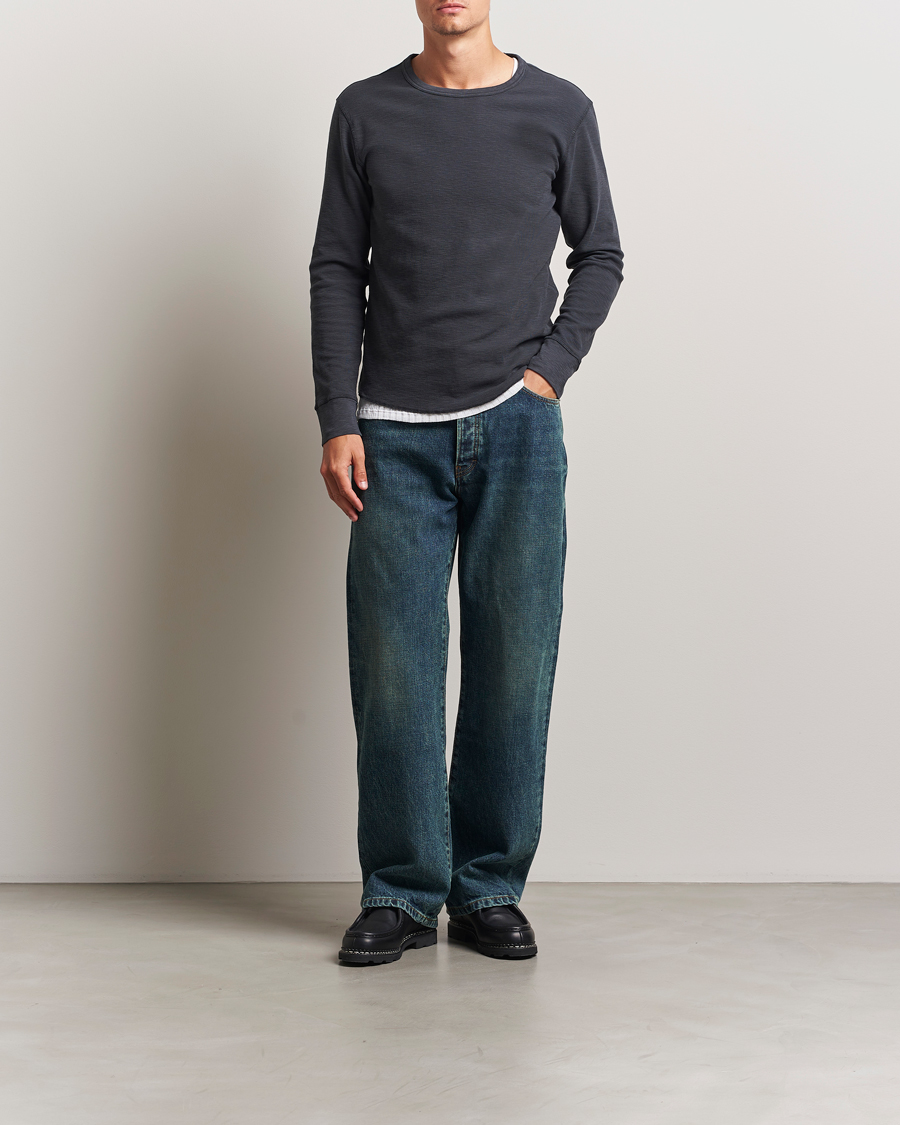 Men | T-Shirts | Sunflower | Long Sleeve Waffle T-Shirt Washed Black