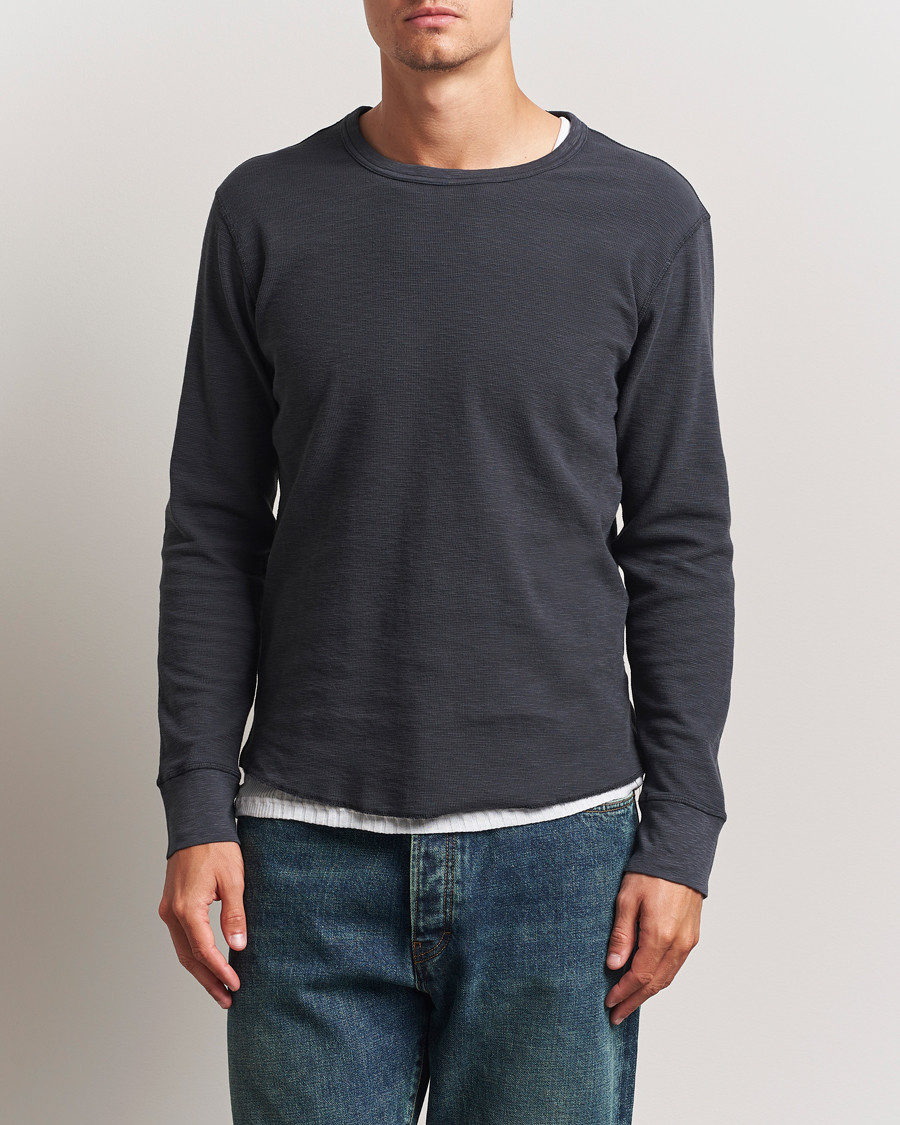 Men | T-Shirts | Sunflower | Long Sleeve Waffle T-Shirt Washed Black