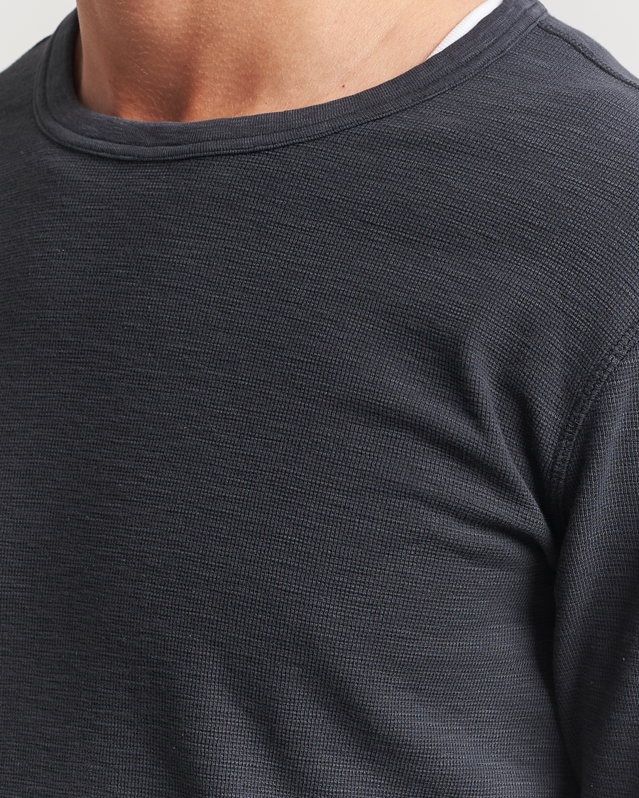 Men | T-Shirts | Sunflower | Long Sleeve Waffle T-Shirt Washed Black