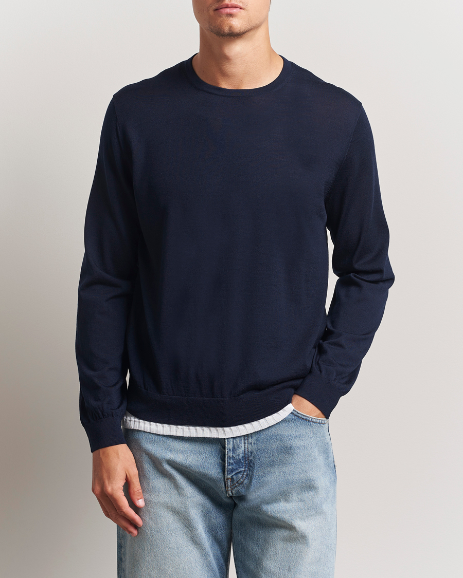 Men | Sweaters & Knitwear | Sunflower | Merino Crew Neck Navy