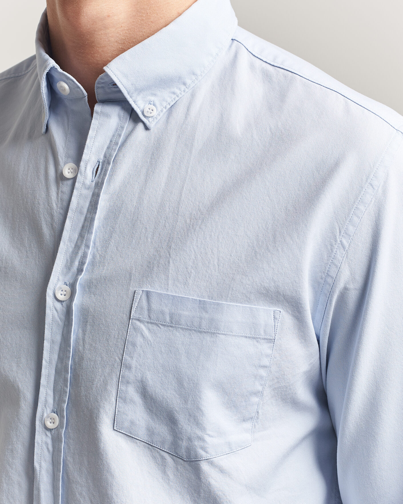 Men | Shirts | Sunspel | Oxford Button Down Shirt Light Blue