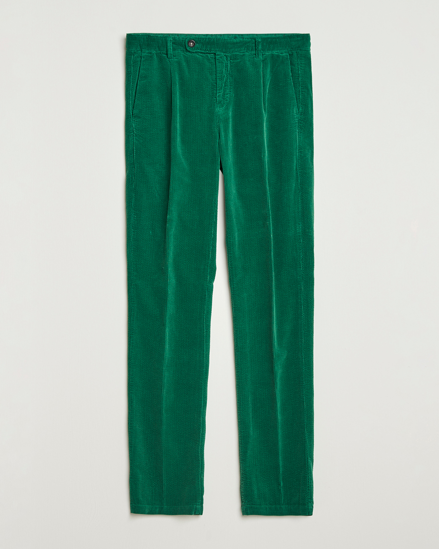 Men | Trousers | Massimo Alba | Ionio Pleated Corduroy Pants Green