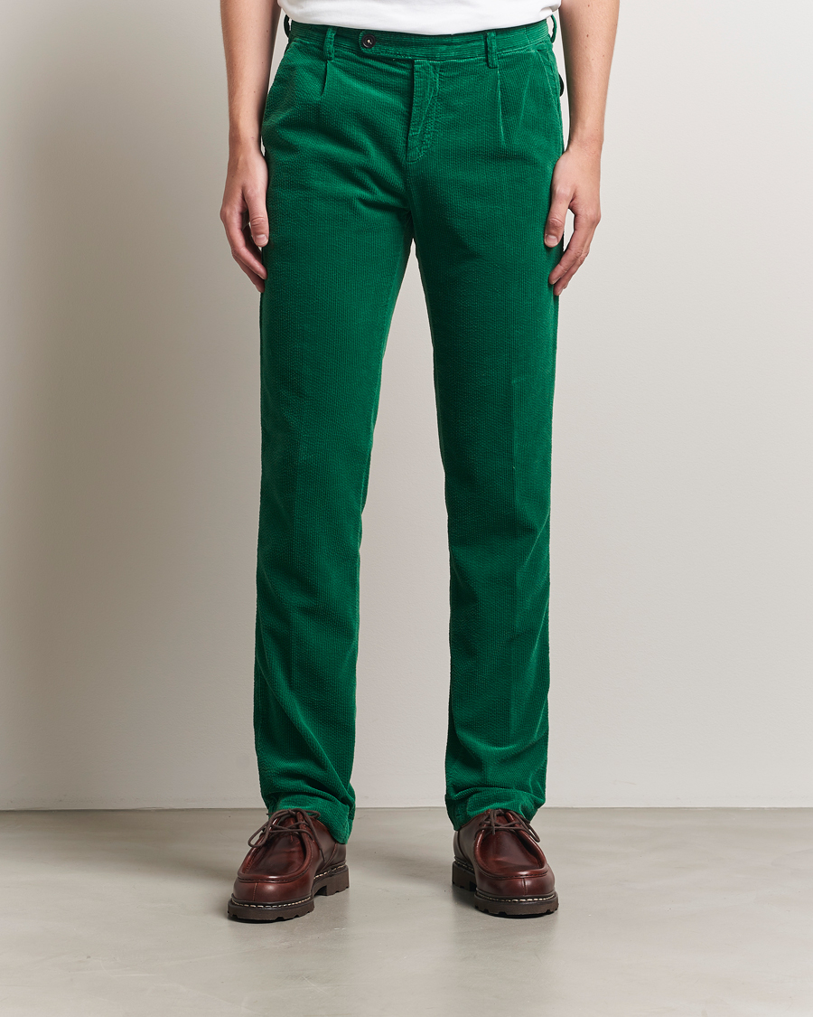 Men | Trousers | Massimo Alba | Ionio Pleated Corduroy Pants Green
