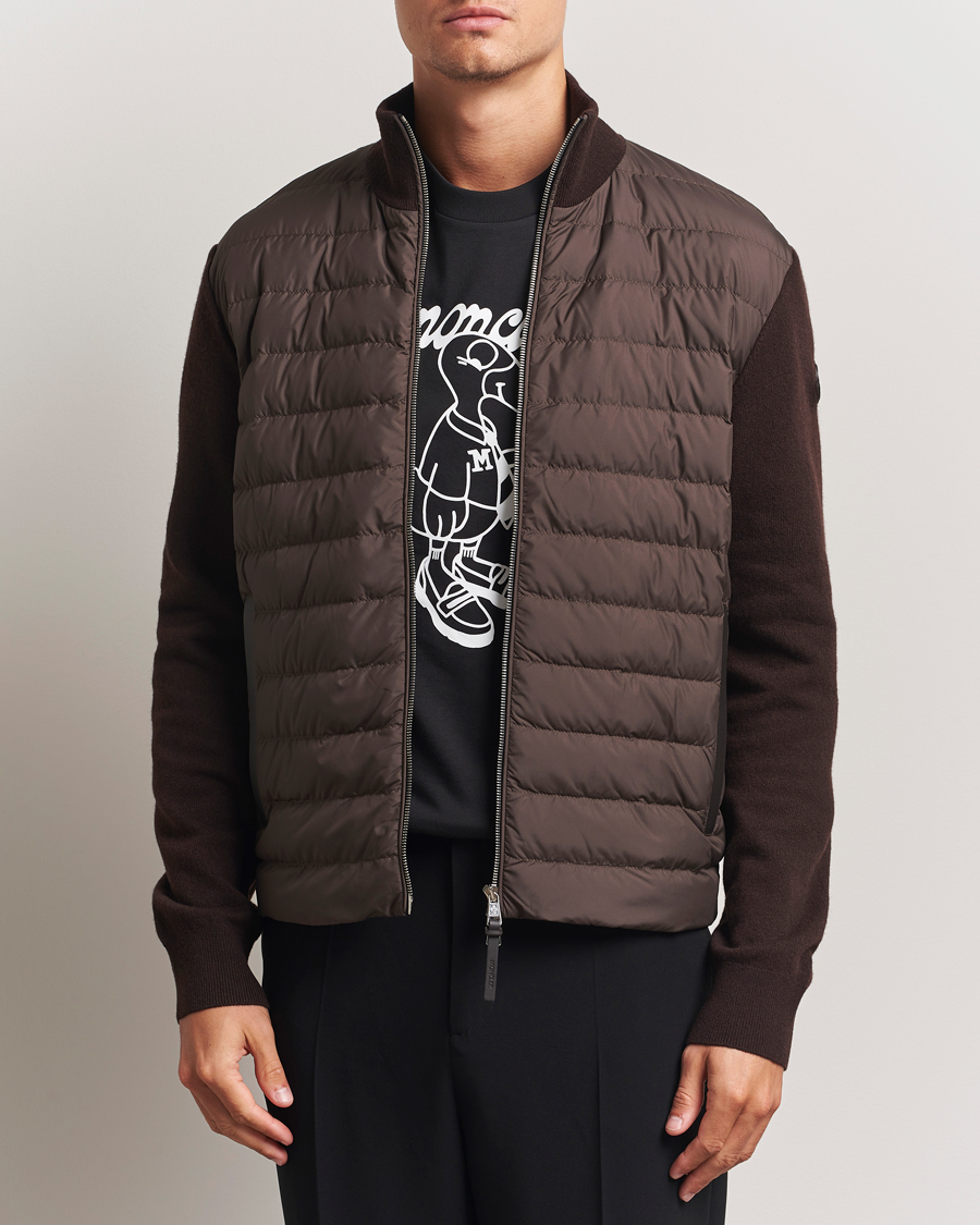 Men | Sweaters & Knitwear | Moncler | Full Zip Padded Cardigan Brown