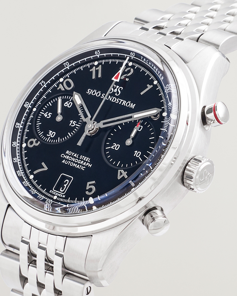 Men | Sjöö Sandström Royal Steel Chronograph 40mm Black Dial | Sjöö Sandström | Royal Steel Chronograph 40mm Black Dial