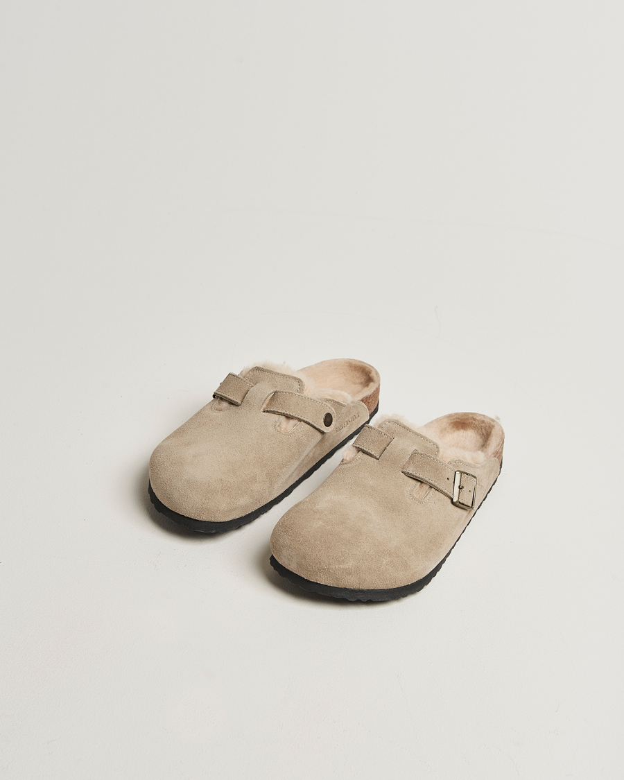 Men | Sandals & Slides | BIRKENSTOCK | Boston Shearling Taupe Suede