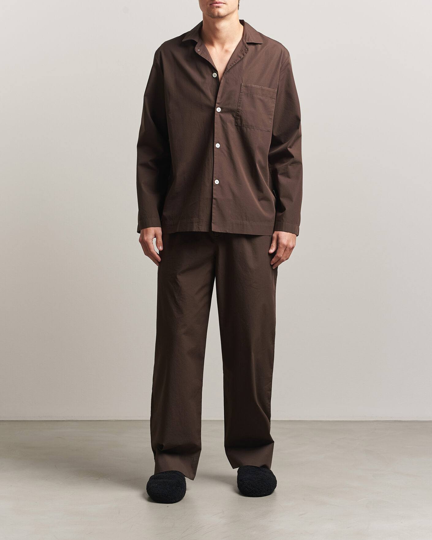 Men | Pyjamas & Robes | Tekla | Poplin Pyjama Shirt Coffee