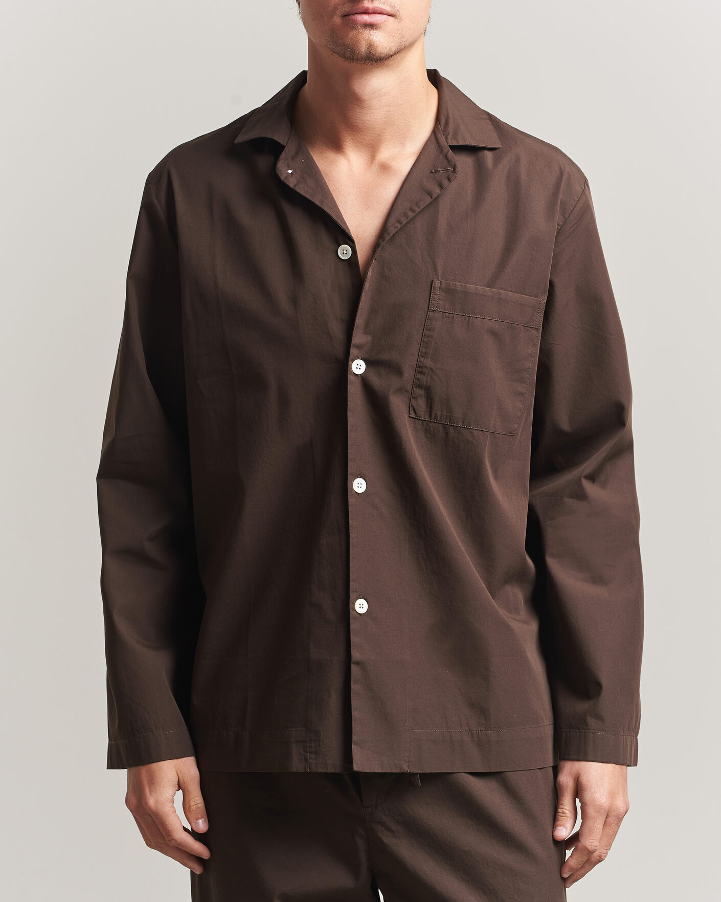 Men | Pyjamas & Robes | Tekla | Poplin Pyjama Shirt Coffee