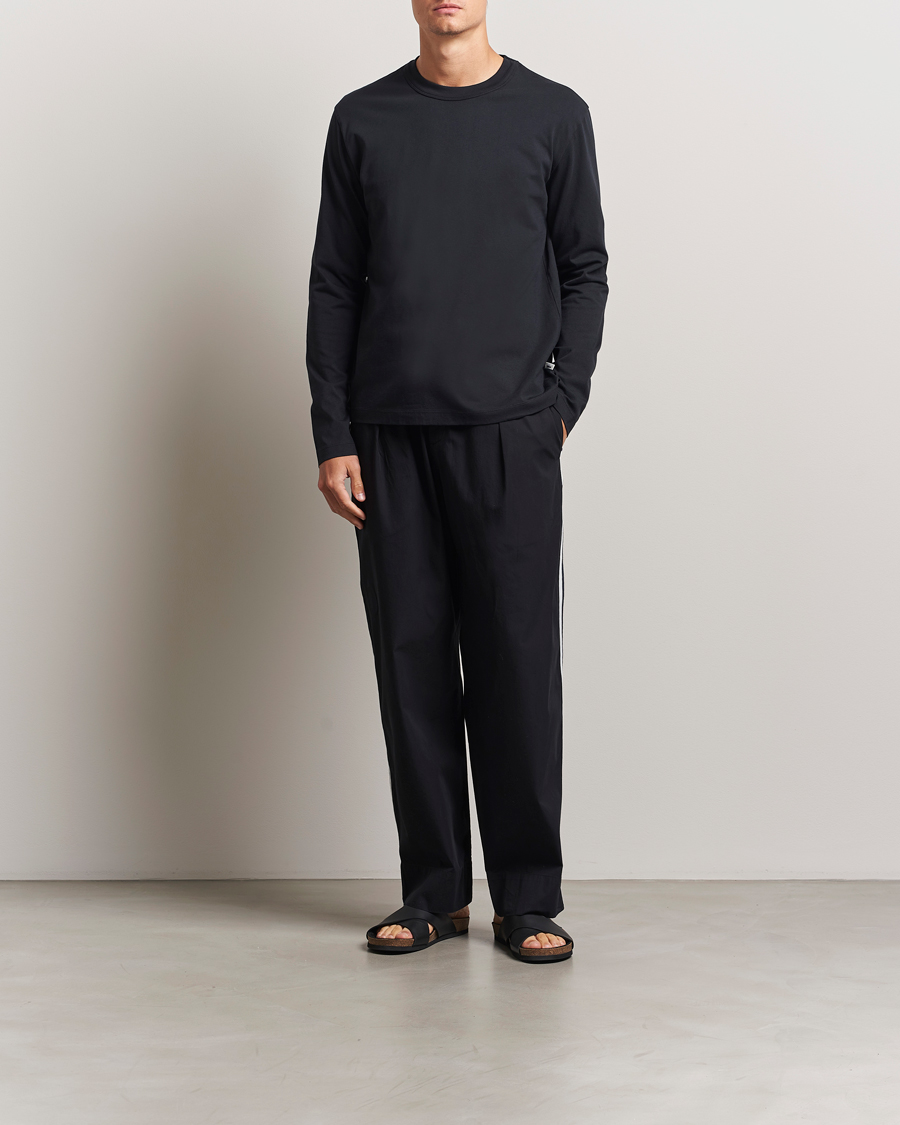 Men | T-Shirts | Tekla | Organic Cotton Long Sleeve T-Shirt Black