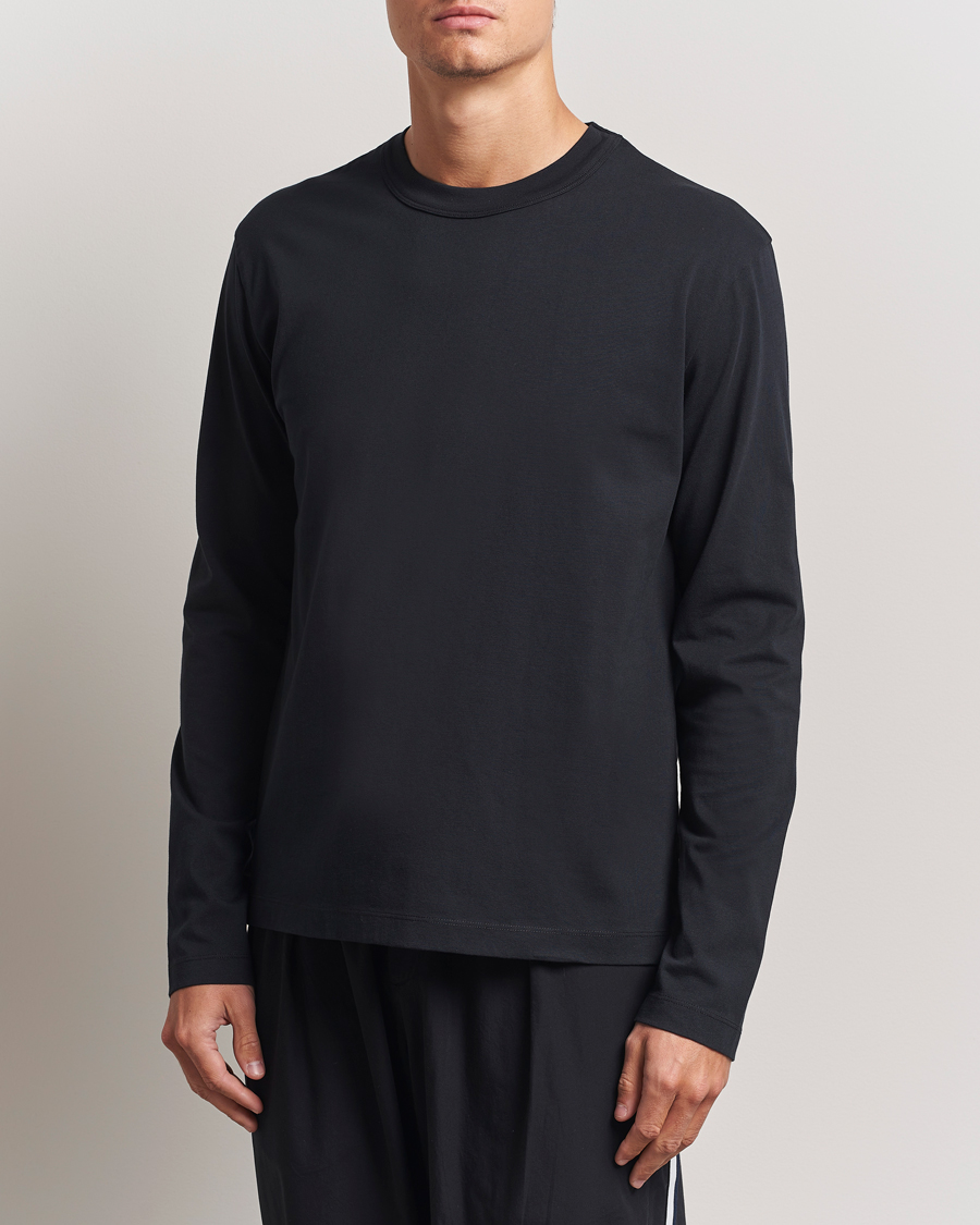 Men | T-Shirts | Tekla | Organic Cotton Long Sleeve T-Shirt Black