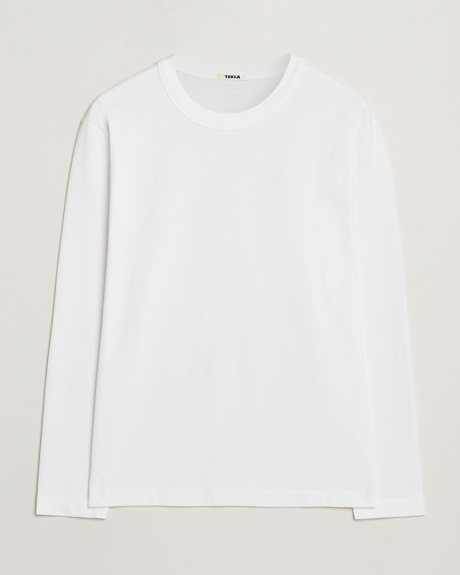 Men | T-Shirts | Tekla | Organic Cotton Long Sleeve T-Shirt White