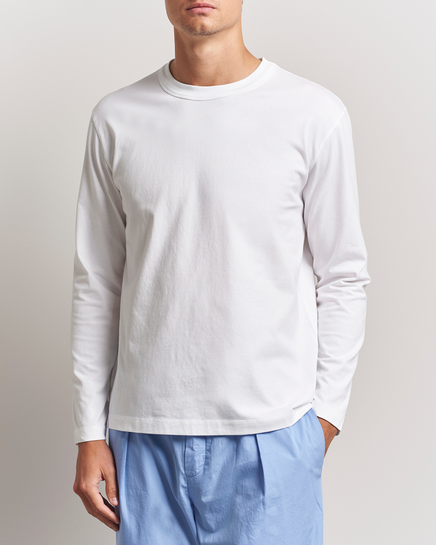 Men | T-Shirts | Tekla | Organic Cotton Long Sleeve T-Shirt White
