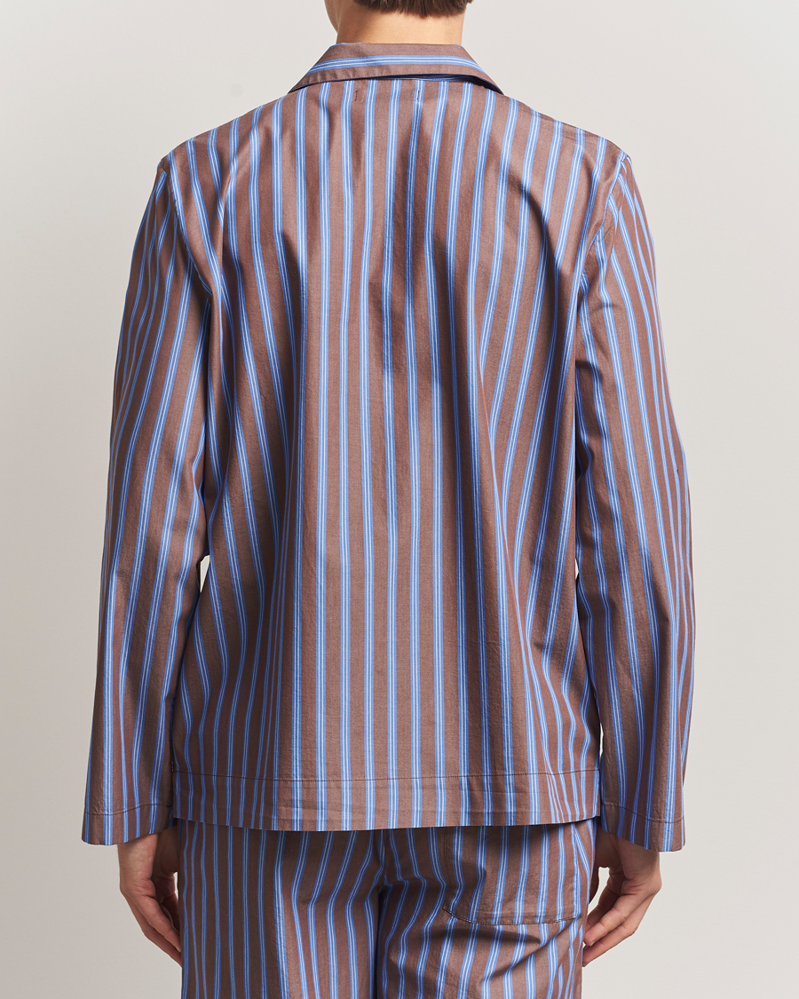 Tekla Poplin Pyjama Shirt Chestnut Stripes at CareOfCarl.com