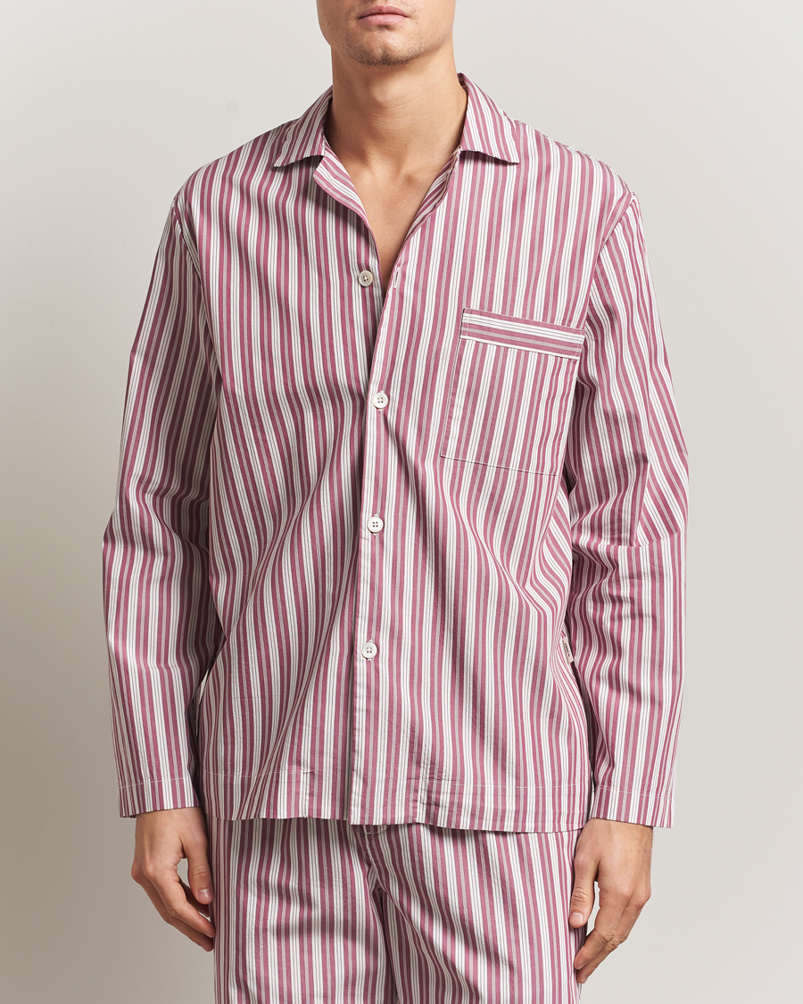 Men | Pyjamas & Robes | Tekla | Poplin Pyjama Shirt Rhubarb Stripes