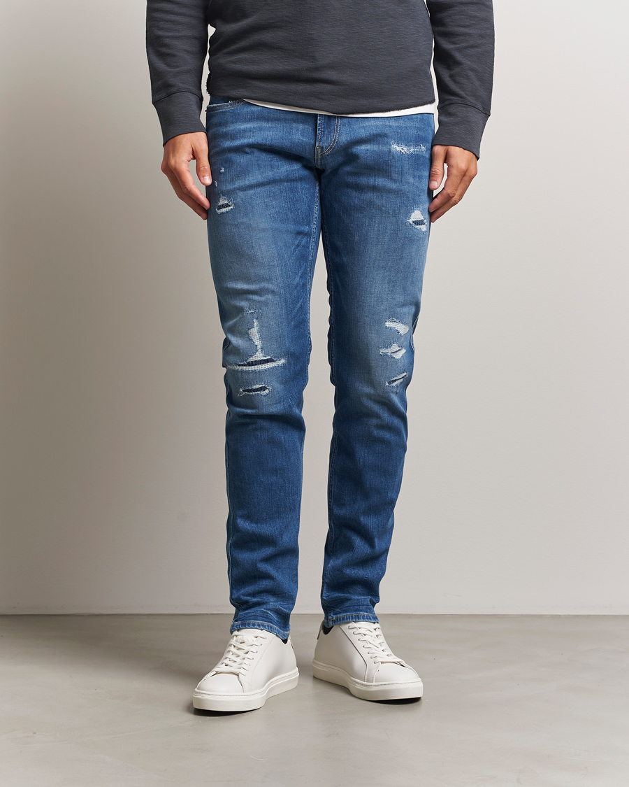 Men | Jeans | Replay | Anbass Distressed Super Stretch Bio Jeans Medium Blue