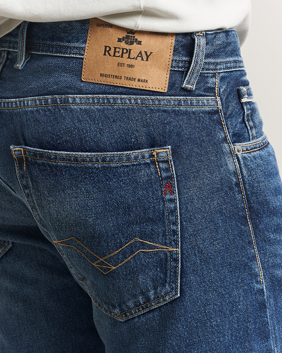 Men | Jeans | Replay | Grover Straight Fit Rigid Jeans Medium Blue