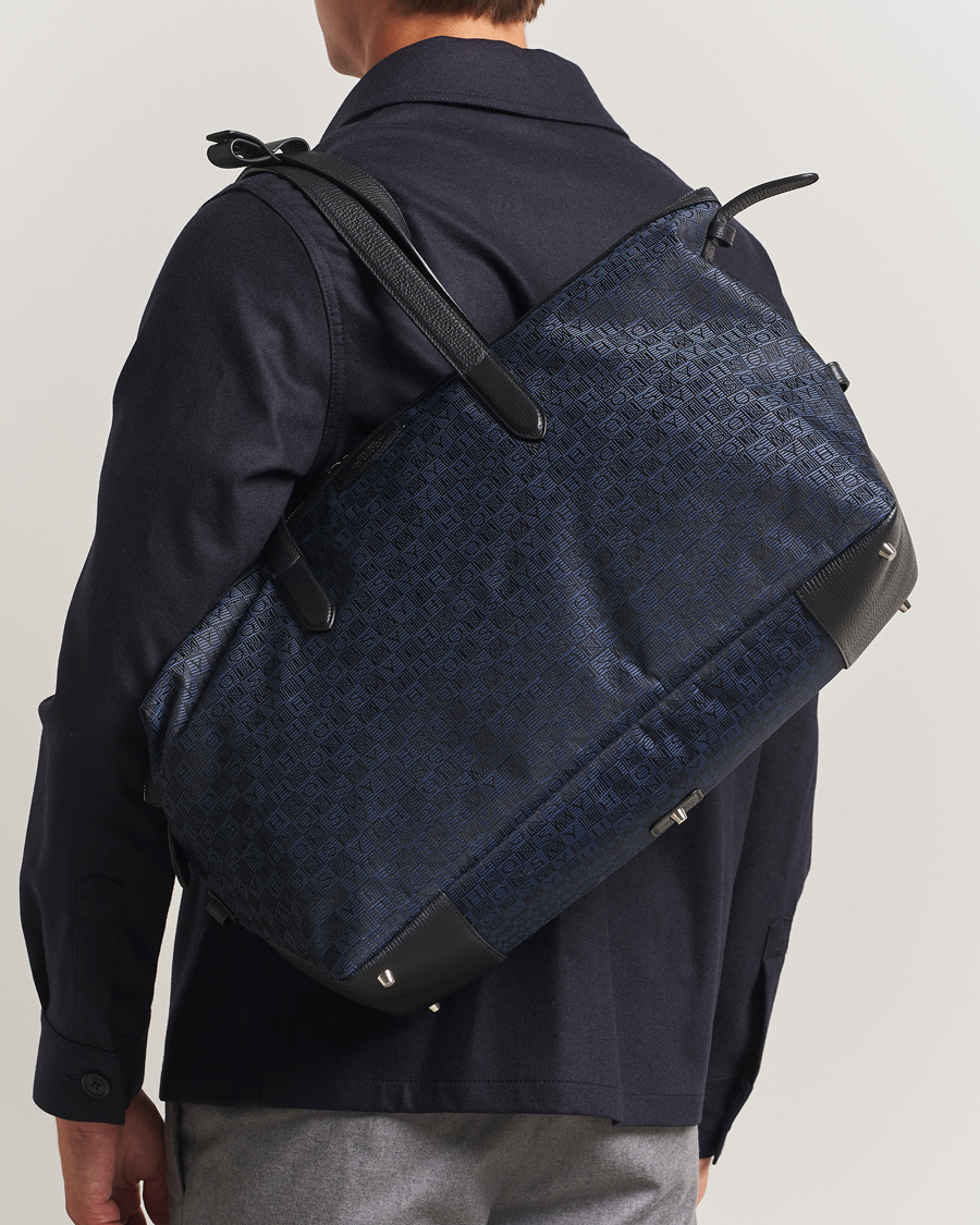 Men | Bags | Smythson | Canvas Stamp Small Travel Bag Navy