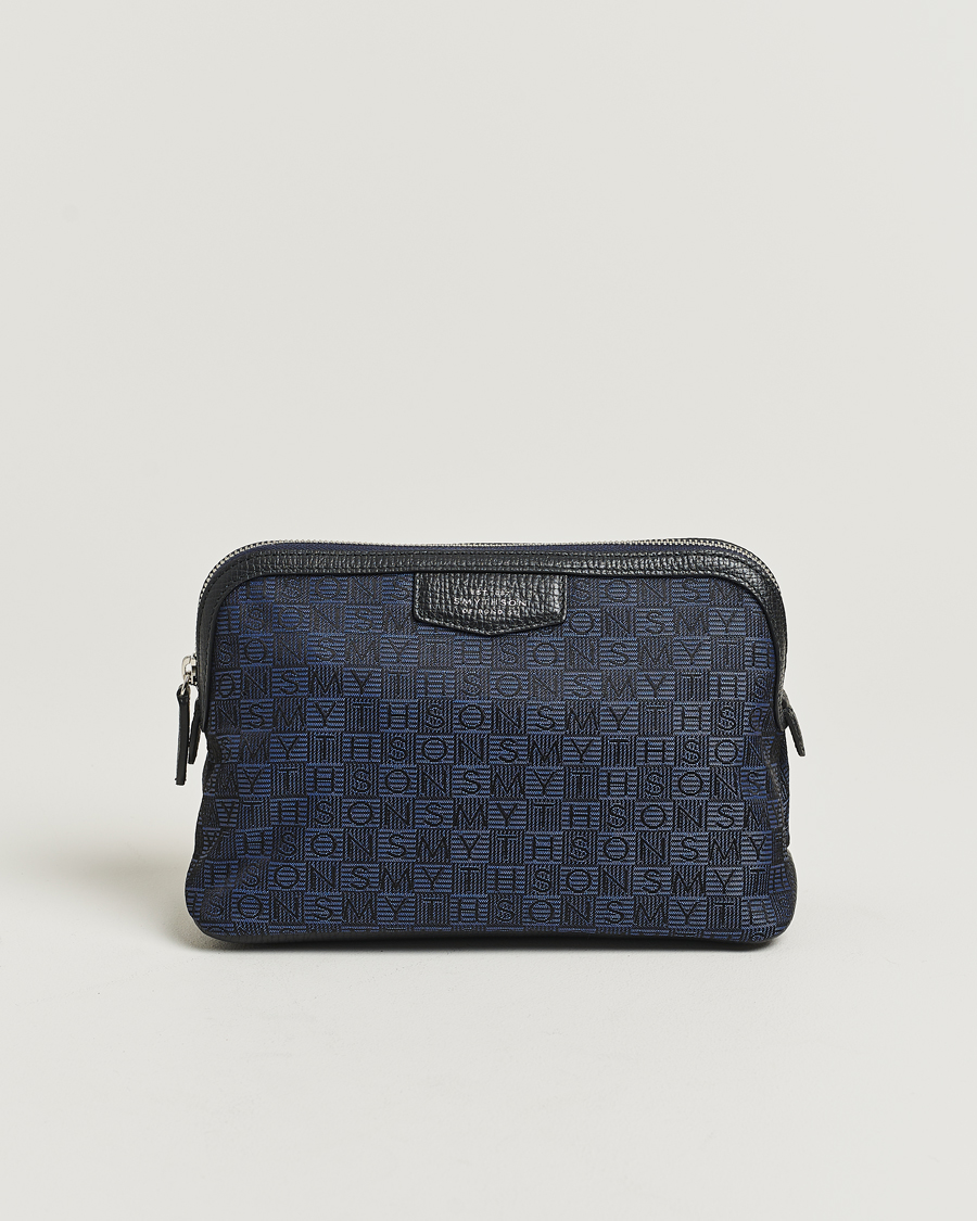 Men | Smythson Canvas Stamp Travel Pouch Navy | Smythson | Canvas Stamp Travel Pouch Navy