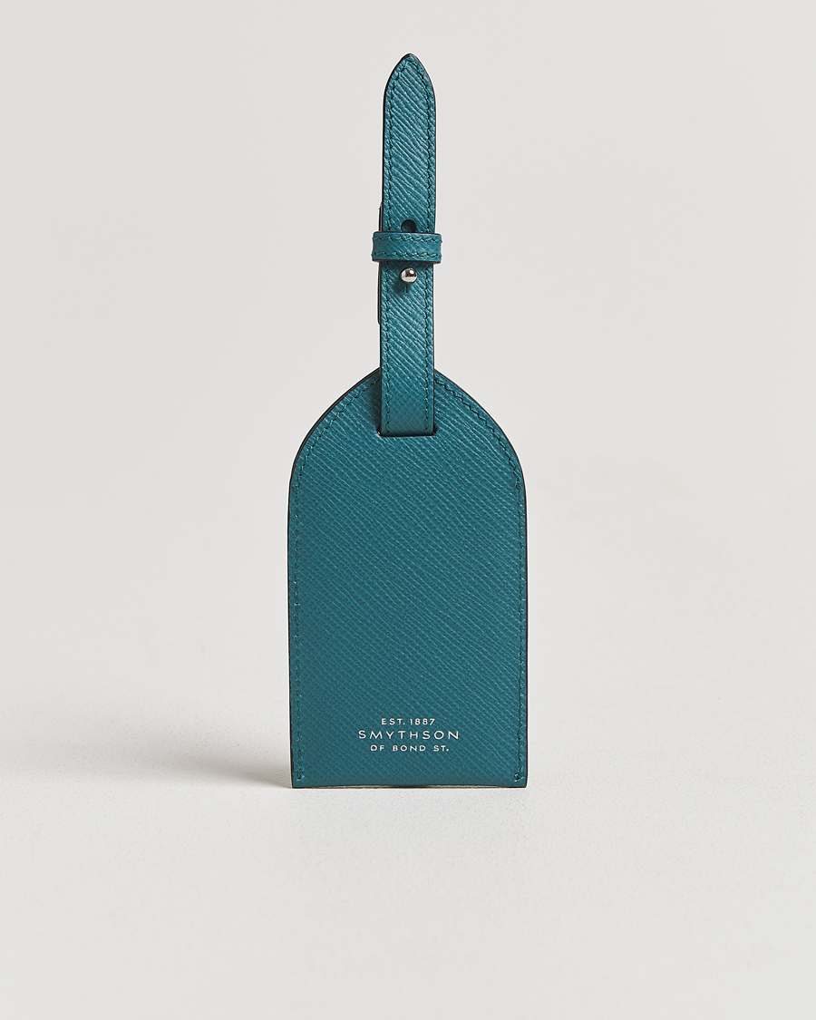 Men | Home | Smythson | Panama Leather Luggage Tag Petrol