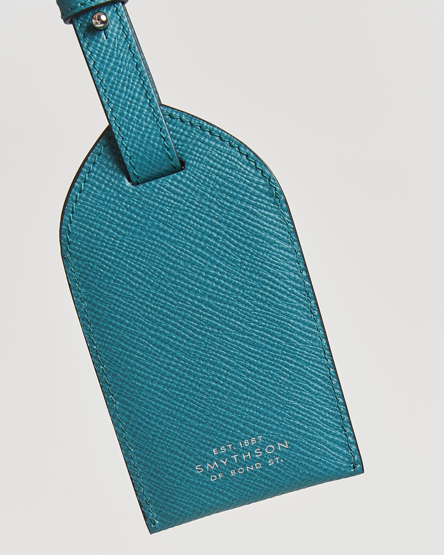 Men | Home | Smythson | Panama Leather Luggage Tag Petrol