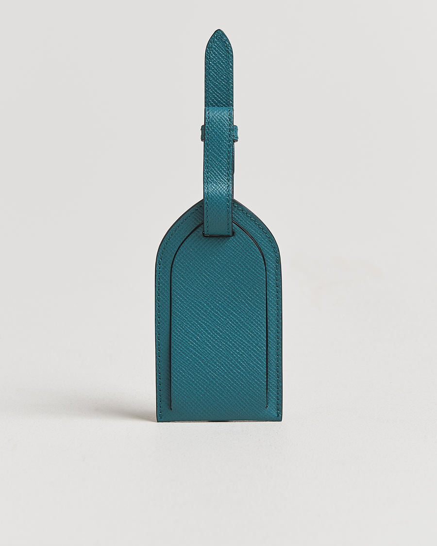 Men | Home | Smythson | Panama Leather Luggage Tag Petrol