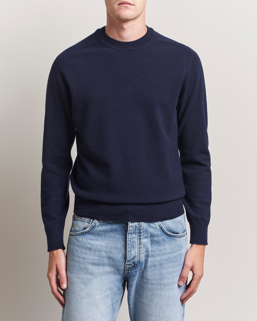 Men | Sweaters & Knitwear | Altea | Wool/Cashmere Crew Neck Pullover Navy