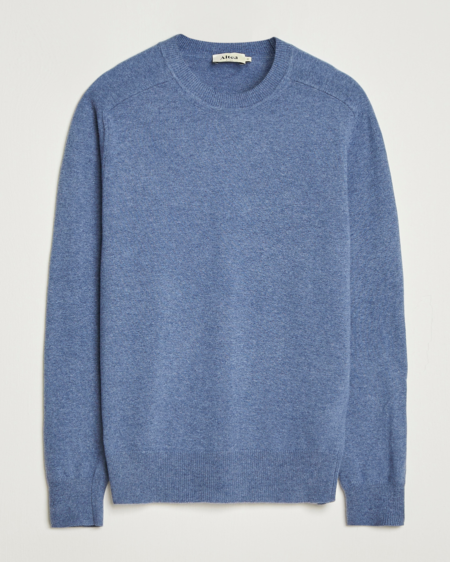 Men | Sweaters & Knitwear | Altea | Wool/Cashmere Crew Neck Pullover Blue