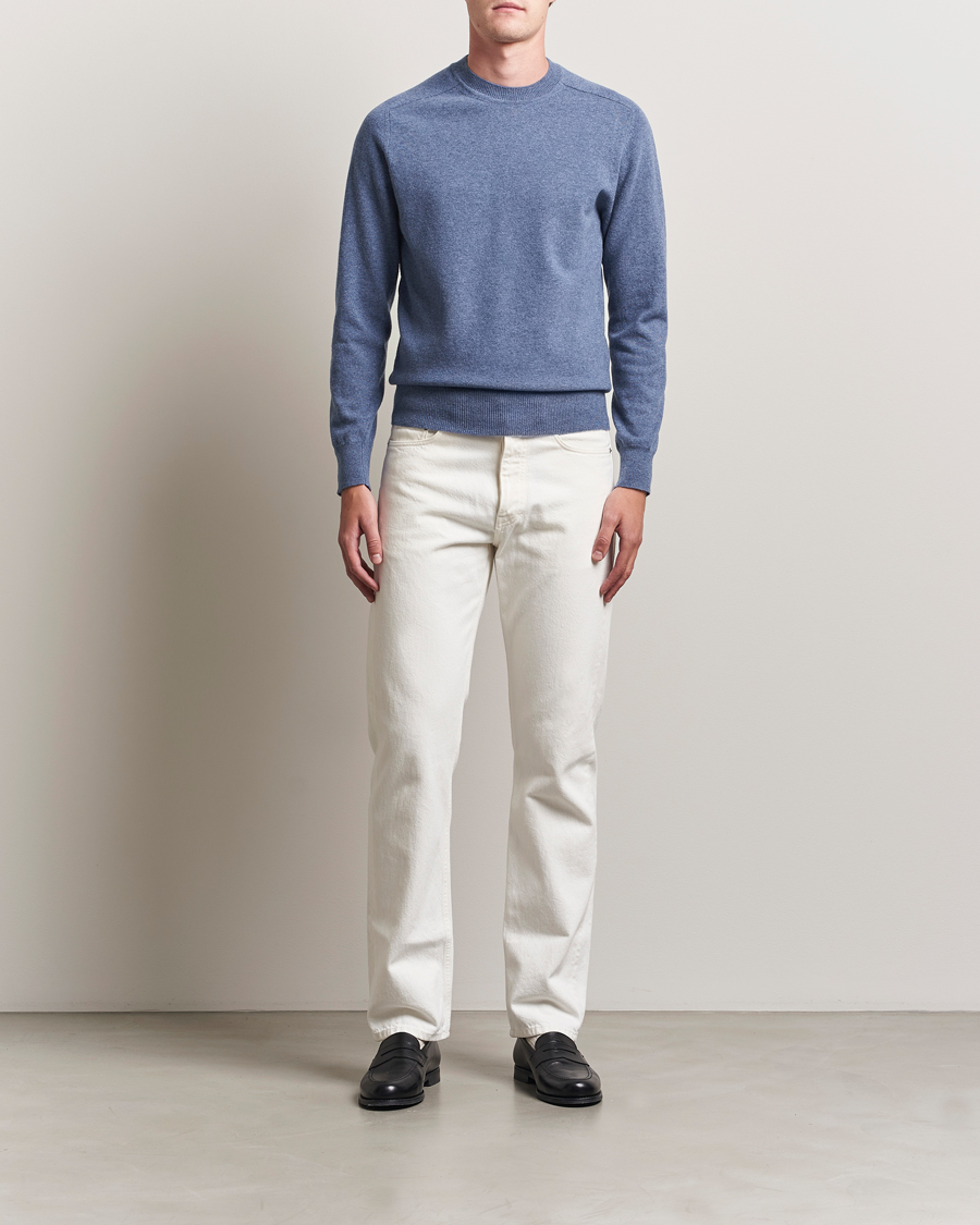 Men | Sweaters & Knitwear | Altea | Wool/Cashmere Crew Neck Pullover Blue