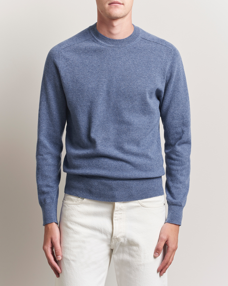 Men | Sweaters & Knitwear | Altea | Wool/Cashmere Crew Neck Pullover Blue