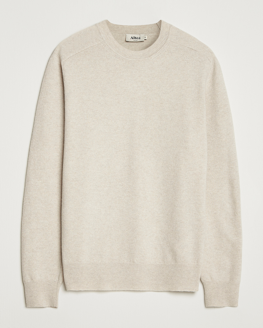 Men | Sweaters & Knitwear | Altea | Wool/Cashmere Crew Neck Pullover Beige