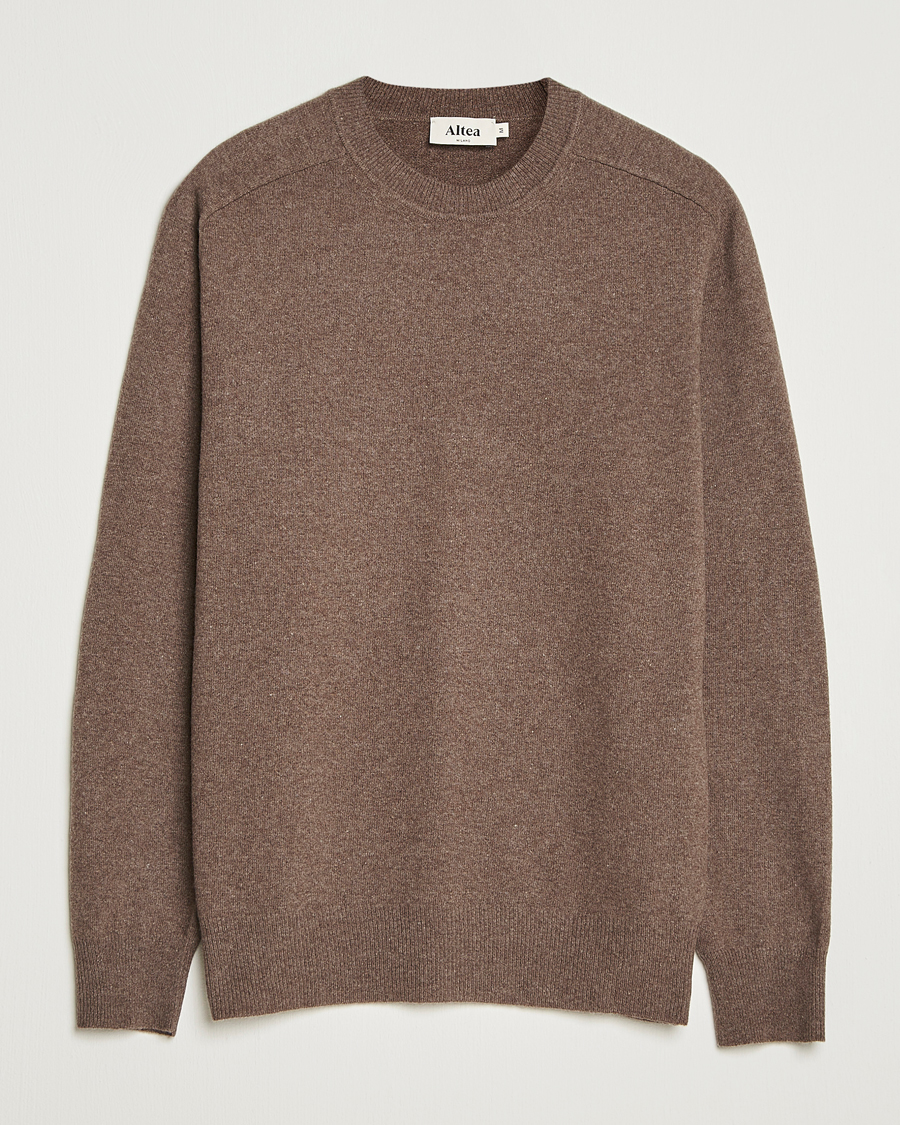Men | Sweaters & Knitwear | Altea | Wool/Cashmere Crew Neck Pullover Brown