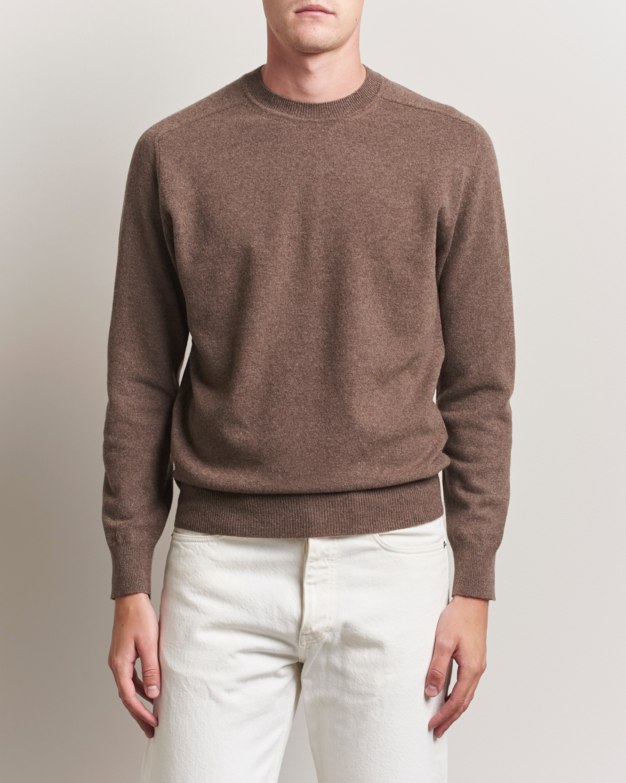 Men | Sweaters & Knitwear | Altea | Wool/Cashmere Crew Neck Pullover Brown
