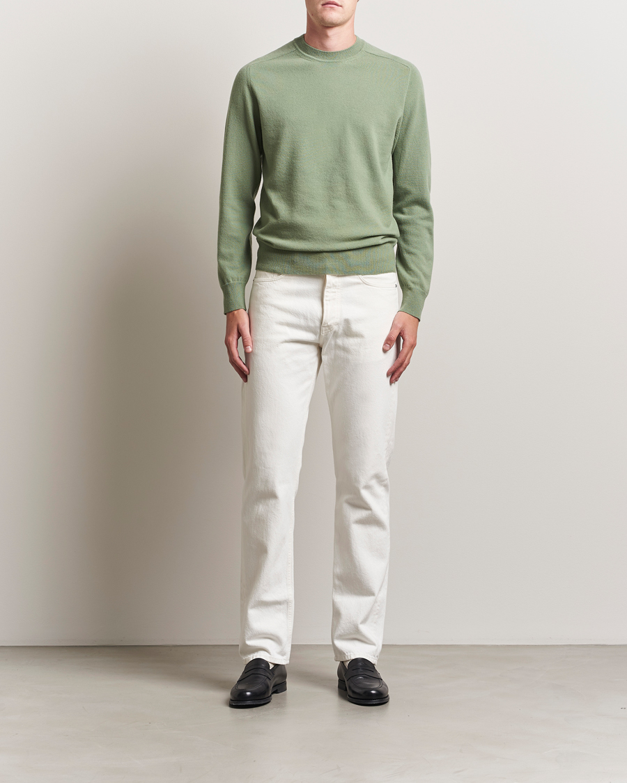 Men | Sweaters & Knitwear | Altea | Wool/Cashmere Crew Neck Pullover Green
