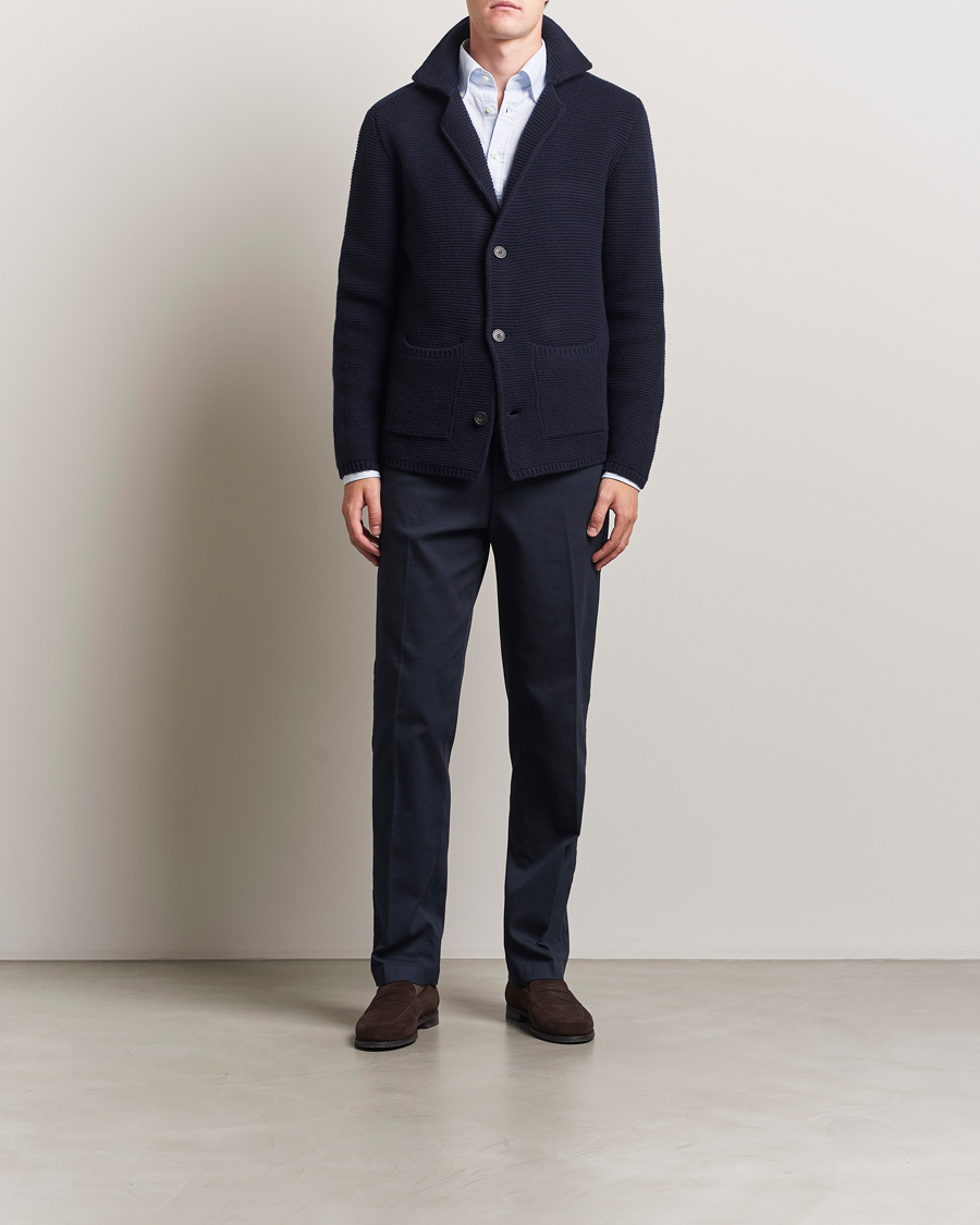 Men | Sweaters & Knitwear | Altea | Wool Cardigan Jacket Navy