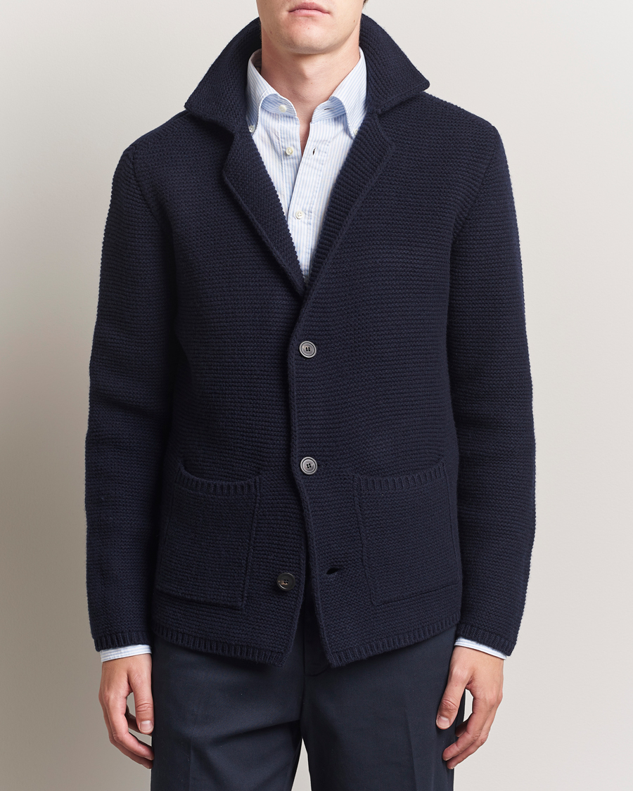 Men | Sweaters & Knitwear | Altea | Wool Cardigan Jacket Navy