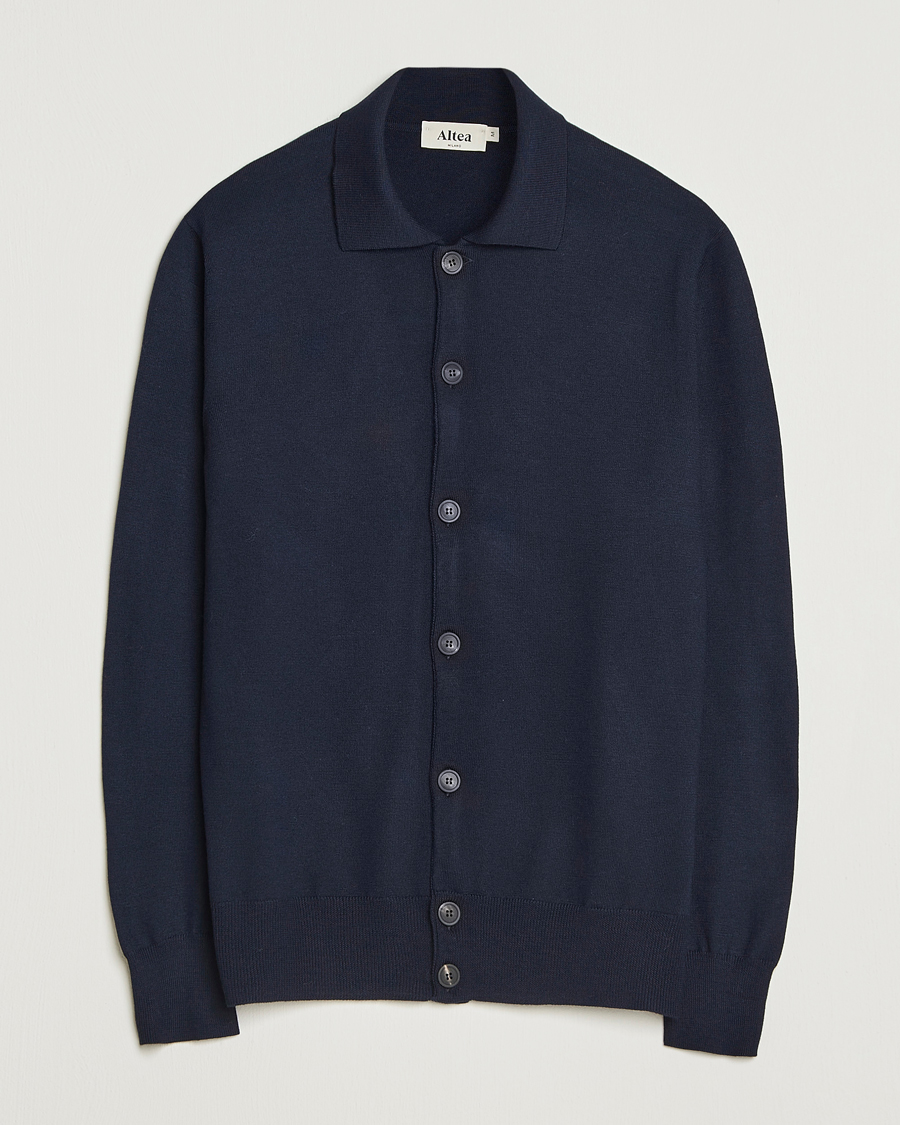 Men | Sweaters & Knitwear | Altea | Merino Wool Cardigan Navy