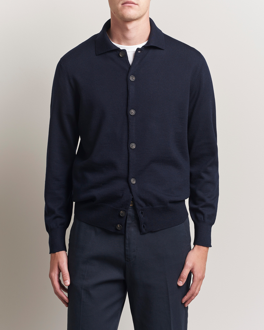 Men | Sweaters & Knitwear | Altea | Merino Wool Cardigan Navy