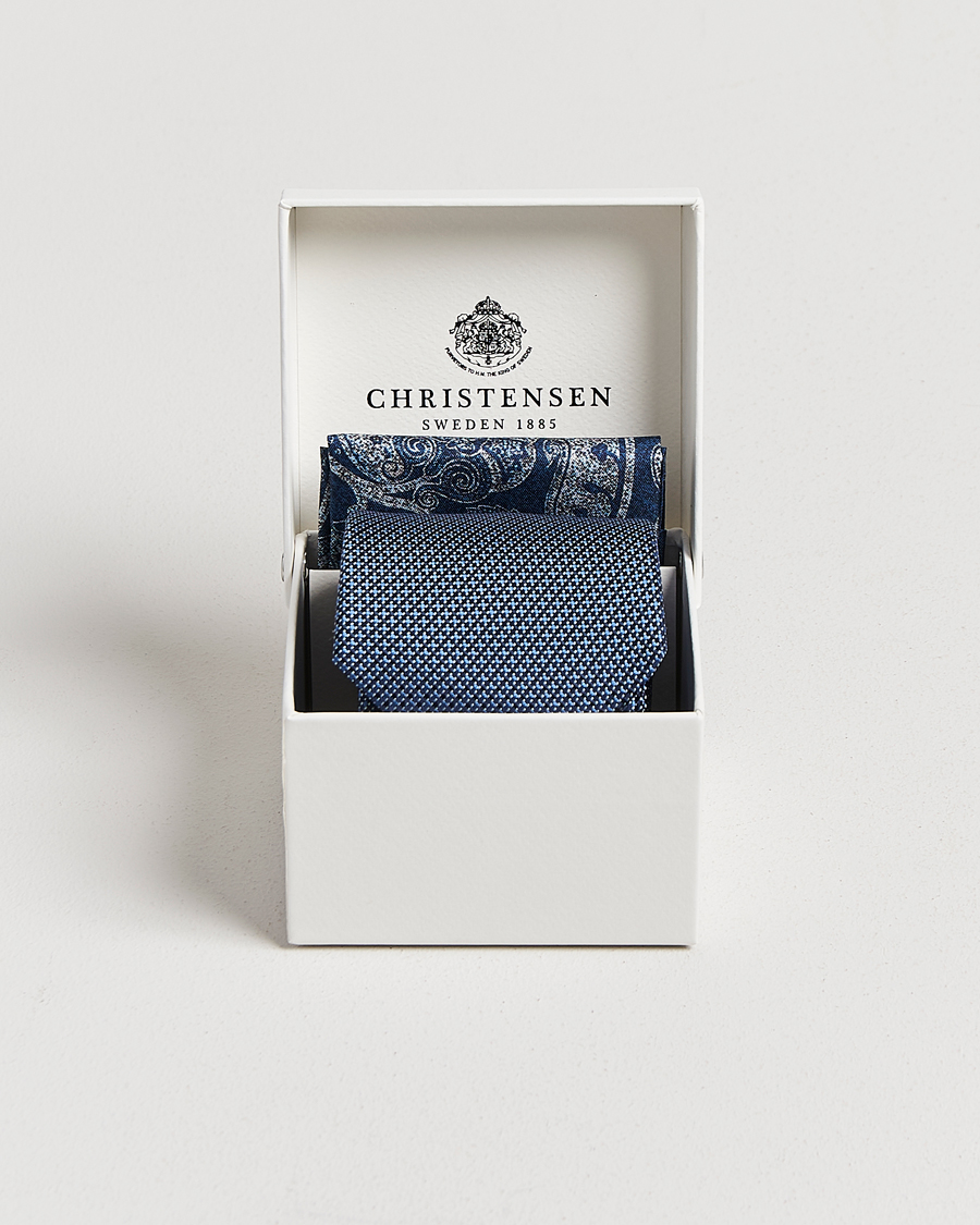 Men | Ties | Amanda Christensen | Box Set Silk 8 cm Tie And Pocket Square Sky Blue