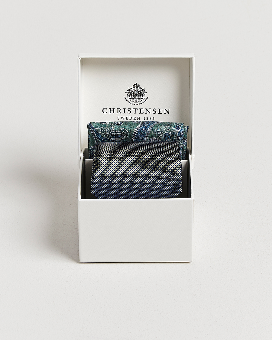 Men | Ties | Amanda Christensen | Box Set Silk 8 cm Tie And Pocket Square Dark Green