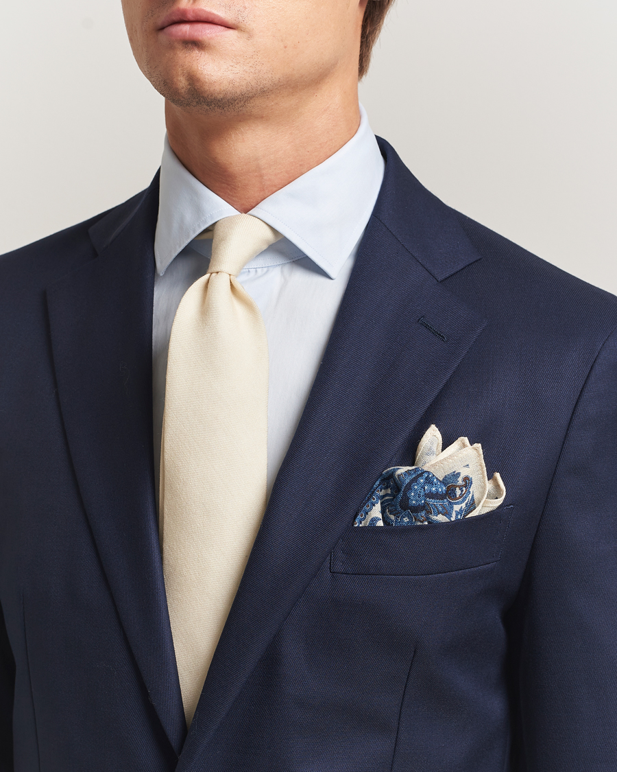 Men | Ties | Amanda Christensen | Box Set Wool 8 cm Tie And Pocket Square Beige